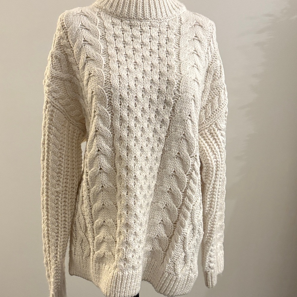 H&M Cream Cable Knit Turtleneck Sweater